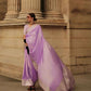EKKTARA Saree For Women Lavender Colour Silk Handloom Weaving Saree With Unstitched Blouse