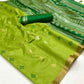 EKKTARA Saree For Women Lime Green Colour Handloom Weaving Silk Saree With Unstitched Blouse