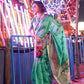 EKKTARA Saree For Women Turquoise Colour Silk Handloom Weaving Saree With Unstitched Blouse