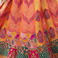 EKKTARA Semi Stitched Designer Peach Multicolour Colour Lehenga Choli Set