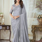 EKKTARA Saree For Women Grey Colour Designer Party Wear Saree With Unstitched Blouse