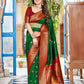 EKKTARA Saree For Women Green Colour Soft Peshwai Paithani Silk Handloom Weaving Saree With Unstitched Blouse