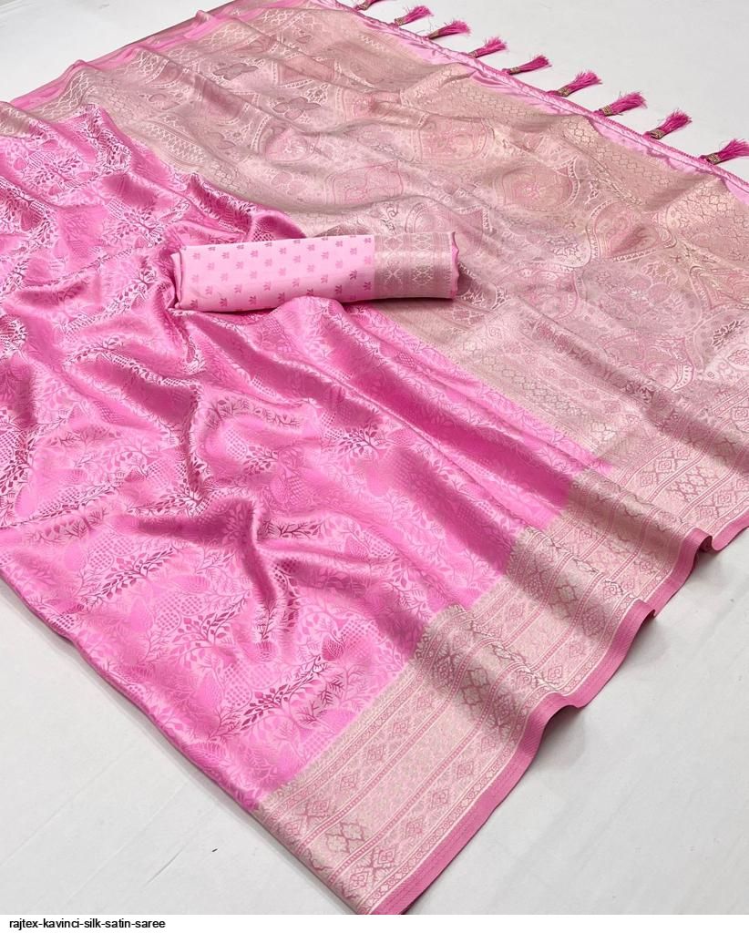 EKKTARA Saree For Women Light Pink Colour Silk Handloom Weaving Saree With Unstitched Blouse