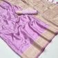 EKKTARA Saree For Women Lavender Colour Silk Handloom Weaving Saree With Unstitched Blouse