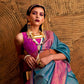 EKKTARA Saree For Women Turquoise Colour Handloom Weaving Silk Saree With Unstitched Blouse