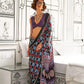 EKKTARA Saree For Women Black Printed Colour Satin Modern Crepe Saree With Unstitched Blouse