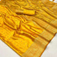 EKKTARA Saree For Women Saffron Yellow Colour Handloom Weaving Silk Saree With Unstitched Blouse