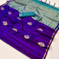 EKKTARA Saree For Women Purple Colour Pure Satin Silk Handloom Weaving Saree With Unstitched Blouse