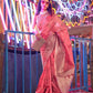 EKKTARA Saree For Women Pink Colour Silk Handloom Weaving Saree With Unstitched Blouse