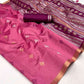 EKKTARA Saree For Women Pink Colour Handloom Weaving Silk Saree With Unstitched Blouse