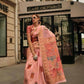 EKKTARA Saree For Women Peach Colour Kashmiri Silk Handloom Weaving Saree With Unstitched Blouse