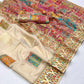 EKKTARA Saree For Women Beige Colour Kashmiri Silk Handloom Weaving Saree With Unstitched Blouse