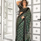 EKKTARA Saree For Women Green Colour Satin Modern Crepe Saree With Unstitched Blouse