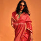 EKKTARA Saree For Women Red Colour Handloom Weaving Silk Saree With Unstitched Blouse