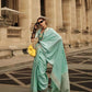 EKKTARA Saree For Women Light Green Colour Silk Handloom Weaving Saree With Unstitched Blouse