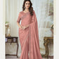 EKKTARA Saree For Women Peach Colour Designer Party Wear Saree With Unstitched Blouse