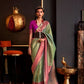 EKKTARA Saree For Women Pista Green Colour Handloom Weaving Silk Saree With Unstitched Blouse