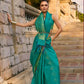 EKKTARA  Saree For Women Green Colour Soft Silk Handloom Weaving Saree With Unstitched Blouse