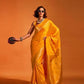 EKKTARA Saree For Women Saffron Yellow Colour Handloom Weaving Silk Saree With Unstitched Blouse