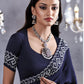 EKKTARA Saree For Women Blue Colour Partywear Satin Silk Zarkan Work Saree With Unstitched Blouse