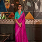 EKKTARA Saree For Women Barbie Pink Colour Party Wear Designer Handloom Weaving Saree With Unstitched Blouse
