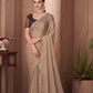 EKKTARA Saree For Women Beige Colour Designer Party Wear Saree With Unstitched Blouse