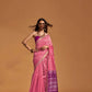 EKKTARA Saree For Women Pink Colour Handloom Weaving Silk Saree With Unstitched Blouse