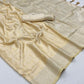 EKKTARA Saree For Women Beige Golden Colour Silk Handloom Weaving Saree With Unstitched Blouse