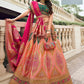 EKKTARA Semi Stitched Designer Peach Multicolour Colour Lehenga Choli Set