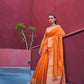 EKKTARA Saree For Women Tangerine Orange Patola Silk Saree