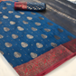 EKKTARA Saree For Women Sapphire Blue Handloom Weaving Silk Saree