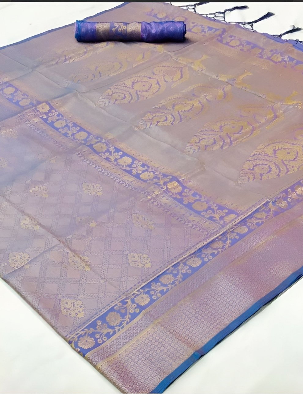 EKKTARA Saree For Women Fresh Lavender Handloom Weaving Silk Saree