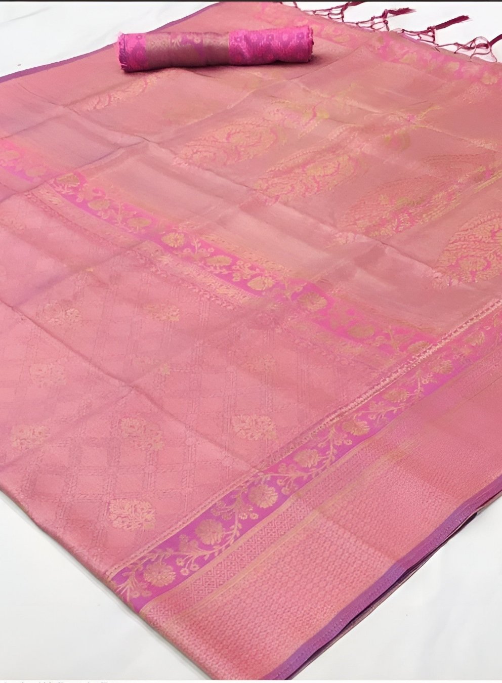 EKKTARA Saree For Women Mauve Pink Handloom Weaving Silk Saree