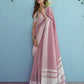 EKKTARA Saree For Women Carnation Pink Linen Silk Chikankari Border Weaving Saree