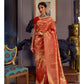 EKKTARA Saree For Women Trendy Red Silk Handloom Weaving Saree