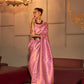 EKKTARA Saree For Women Blush Pink Two Tone Handloom Weaving Silk Saree