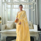 EKKTARA Saree For Women Light Yellow Chikankari Lucknowi Weaving Saree