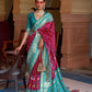 EKKTARA Saree For Women Pink Colour Soft Silk Printed Patola Saree With Unstitched Blouse