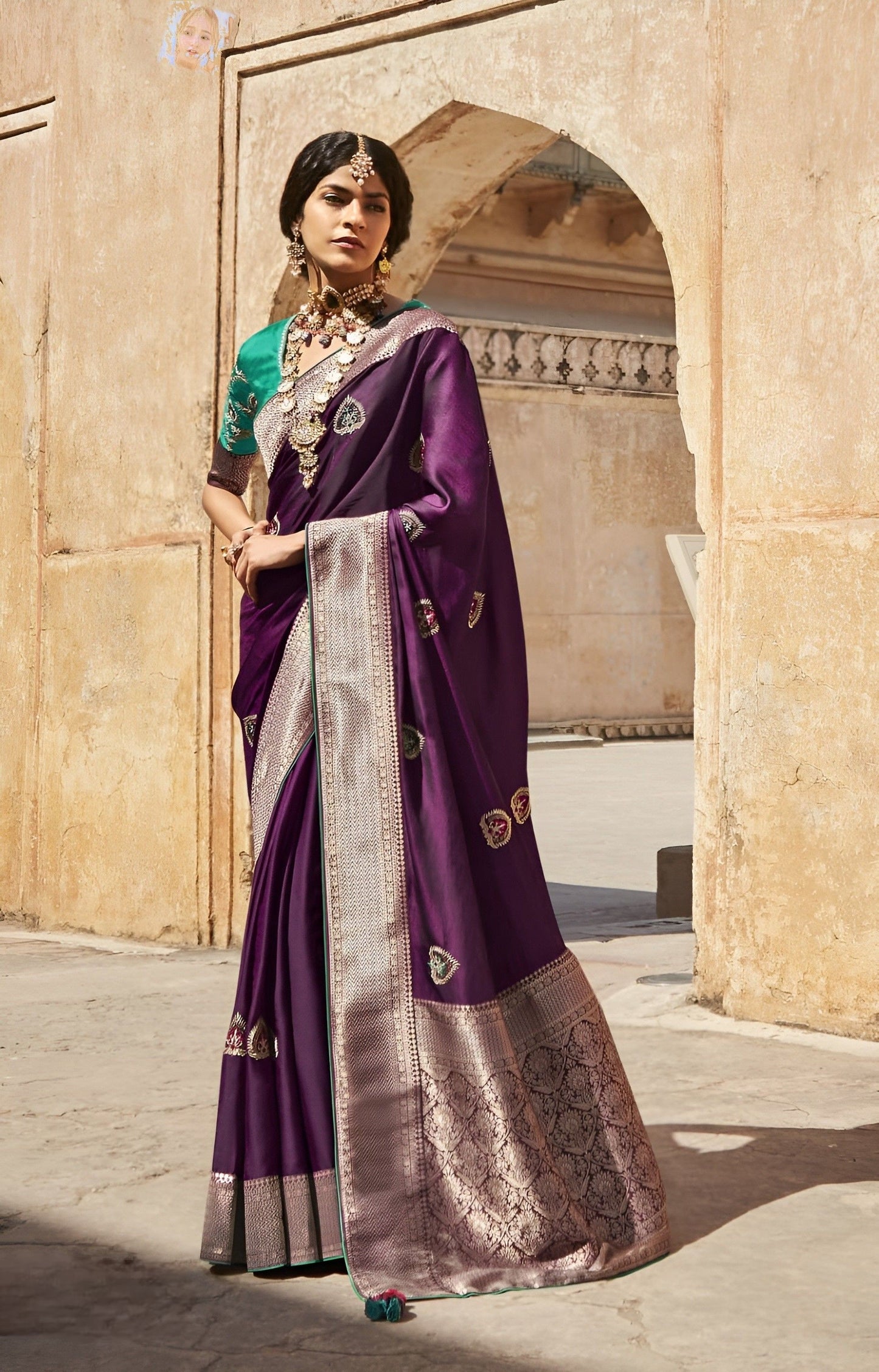 EKKTARA Saree For Women Festive Purple Designer Paithani Saree