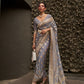 EKKTARA Saree For Women Grey Silk Two Tone Weaving Saree