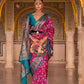 EKKTARA Saree For Women Pink Colour Designer Paithani Patola Saree With Unstitched Blouse