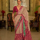 EKKTARA Saree For Women Beige Patola Silk Saree With Designer Border & Unstitched Blouse