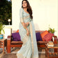 EKKTARA Saree For Women Baby Blue Soft Silk Tissue Saree