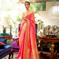 EKKTARA Saree For Women Orange Handloom Silk Weaving Saree