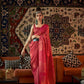 EKKTARA Saree For Women Red Handloom Weaving Zari Silk Saree