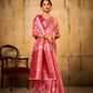 EKKTARA Saree For Women Magenta Pink Banarasi Tissue Saree