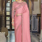 EKKTARA Saree For Women Blush Pink Silk Designer Satin Saree