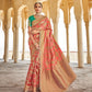 EKKTARA Saree For Women Red Dola Silk Designer Saree