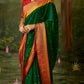EKKTARA Saree For Women Green Brasso Silk Designer Paithani Saree