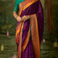 EKKTARA Saree For Women Purple Brasso Silk Designer Paithani Saree